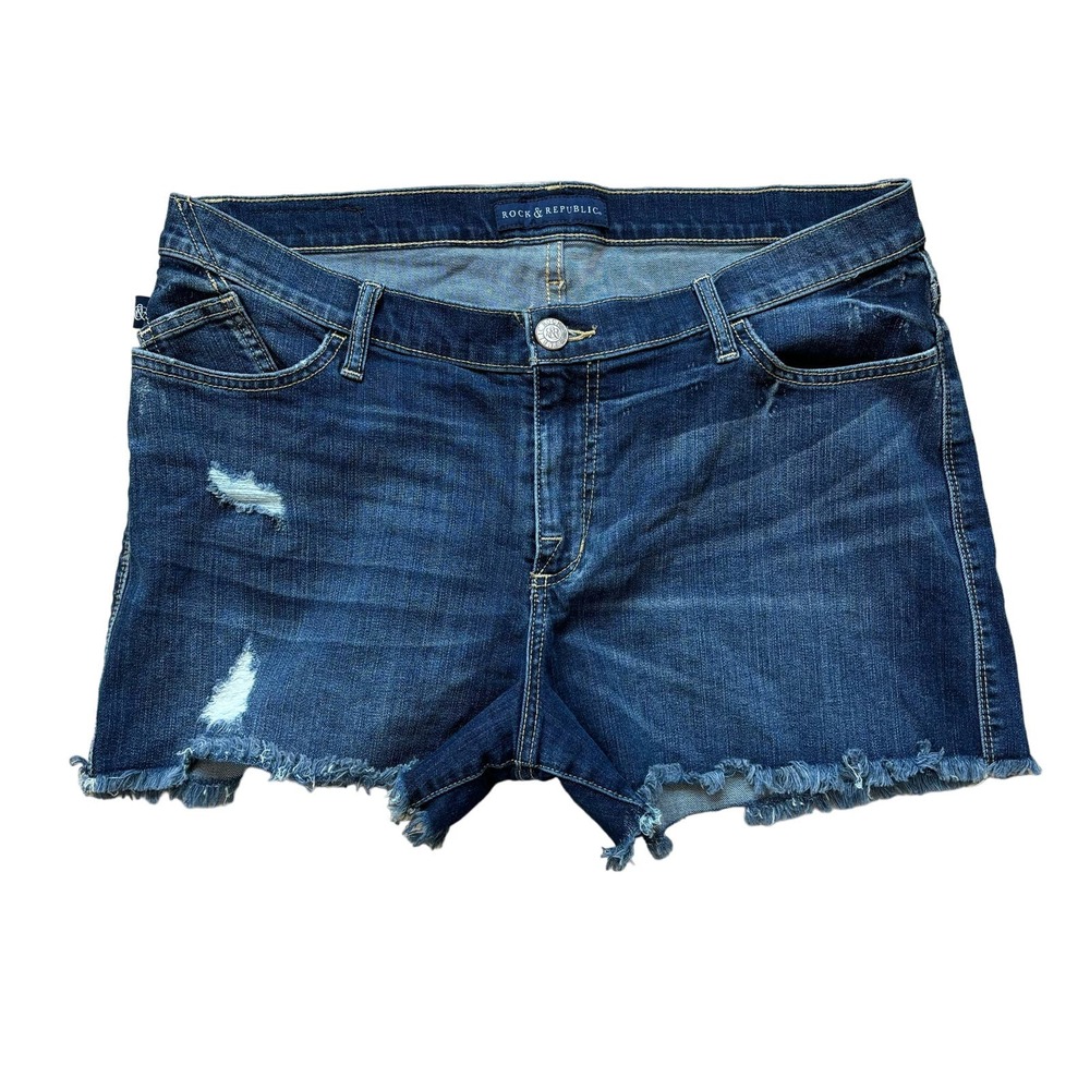 Rock & Republic Hula Blue Jean Shorts Womens Size 16